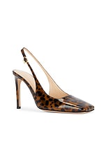 Gianvito Rossi Christina Sling Nuit Pump in Leopard Print, view 2, click to view large image.