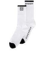 Givenchy 4G Socks in White & Black, view 2, click to view large image.