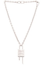Givenchy Lock Small Silverly Necklace in Silvery, view 1, click to view large image.