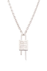 Givenchy Lock Small Silverly Necklace in Silvery, view 2, click to view large image.
