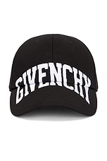 Givenchy Curved Cap With Embroidered Logo in Black, view 1, click to view large image.