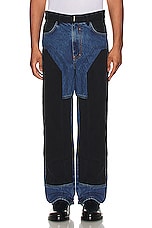 Givenchy Patched And Stitched Carpenter Jean in Black & Navy, view 4, click to view large image.