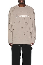 Givenchy Oversized Hole Sweater in Taupe, view 3, click to view large image.
