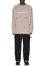 Givenchy Oversized Hole Sweater in Taupe, view 4, click to view large image.