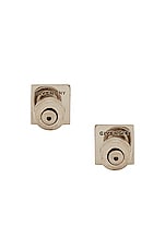 Givenchy 4G Silvery Stud Earrings in Silvery, view 3, click to view large image.