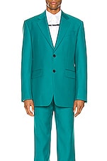 Givenchy Notch Lapel Oversize Jacket in Turquoise, view 2, click to view large image.