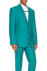 Givenchy Notch Lapel Oversize Jacket in Turquoise, view 3, click to view large image.