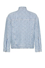 Givenchy Oversized Fit 4g Rivet Zip Denim Jacket in Light Blue, view 2, click to view large image.