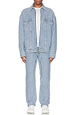 Givenchy Oversized Fit 4g Rivet Zip Denim Jacket in Light Blue, view 4, click to view large image.
