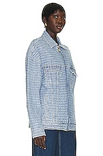 Givenchy Oversized Fit 4g Rivet Zip Denim Jacket in Light Blue, view 2, click to view large image.