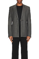 Givenchy Metal Bar Structured Blazer Jacket in Medium Grey, view 4, click to view large image.