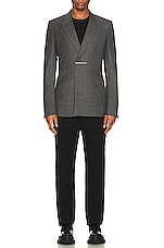 Givenchy Metal Bar Structured Blazer Jacket in Medium Grey, view 5, click to view large image.