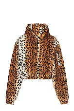 Givenchy Hooded Cropped Varsity Jacket in Beige Brown, view 1, click to view large image.