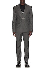 Givenchy Straight Fit Pants W/ Metal Clip Closure in Medium Grey, view 6, click to view large image.