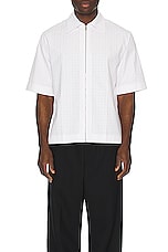 Givenchy Short Sleeve Boxy Fit Zipped Shirt in White, view 4, click to view large image.