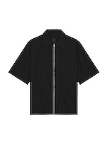 Givenchy Short Sleeve Boxy Fit Zipped Shirt in Black, view 1, click to view large image.