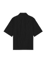 Givenchy Short Sleeve Boxy Fit Zipped Shirt in Black, view 2, click to view large image.