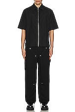 Givenchy Short Sleeve Boxy Fit Zipped Shirt in Black, view 5, click to view large image.