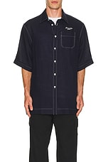 Givenchy Short Sleeve Eyelet Shirt in Navy, view 4, click to view large image.