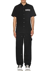 Givenchy Military Hubert Short Sleeve Shirt in Black, view 5, click to view large image.