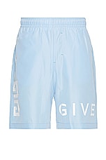 Givenchy Long Swimshort in Baby Blue, view 1, click to view large image.