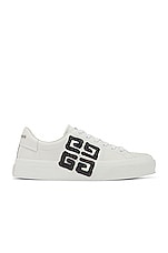 Givenchy City Sport Lace Up Sneaker in White & Black, view 1, click to view large image.