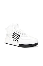 Givenchy G4 High Top Sneaker In White &amp; Black in White & Black, view 2, click to view large image.