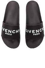 Givenchy Polyurethane Slide Sandals in Black, view 5, click to view large image.