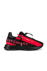 Givenchy Spectre Zip Runners Sneaker in Black & Red, view 1, click to view large image.