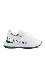 Givenchy Spectre Zip Runners Sneaker in White & Green, view 1, click to view large image.