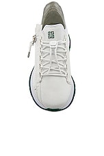 Givenchy Spectre Zip Runners Sneaker in White & Green, view 4, click to view large image.