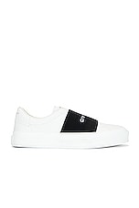 Givenchy Elastic Sneakers in White & Black, view 1, click to view large image.