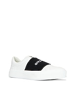 Givenchy Elastic Sneakers in White & Black, view 2, click to view large image.
