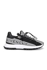 Givenchy Spectre Zip Runner Sneaker in Grey & Black, view 1, click to view large image.