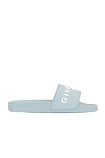 Givenchy Slide Flat Sandals in Sky Blue, view 1, click to view large image.