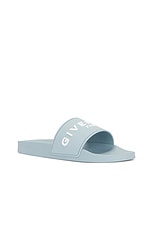 Givenchy Slide Flat Sandals in Sky Blue, view 2, click to view large image.