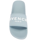 Givenchy Slide Flat Sandals in Sky Blue, view 4, click to view large image.