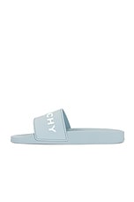 Givenchy Slide Flat Sandals in Sky Blue, view 5, click to view large image.