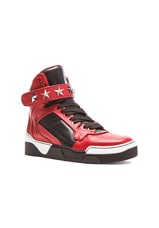 Givenchy Tyson High Top Leather Sneakers with Stars in Red | FWRD