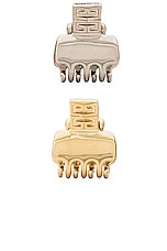 Givenchy Small Hair Clip Set in Golden & Silvery, view 1, click to view large image.