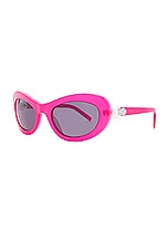 Givenchy Pearl Sunglasses in Shiny Fuxia & Smoke, view 2, click to view large image.