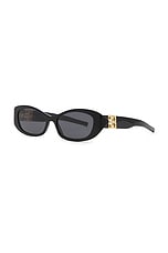 Givenchy 4G Liquid Sunglasses in Shiny Black & Smoke, view 2, click to view large image.