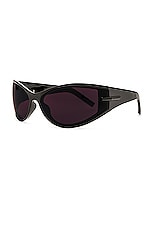 Givenchy Oval Sunglasses in Shiny Black, view 2, click to view large image.