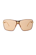 Givenchy 4gem Sunglasses in Shiny Endura Gold & Brown, view 1, click to view large image.