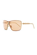Givenchy 4gem Sunglasses in Shiny Endura Gold & Brown, view 2, click to view large image.