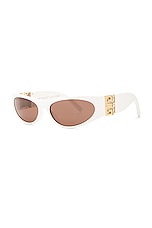 Givenchy 4G Acetate Sunglasses in Shiny White & Brown, view 2, click to view large image.
