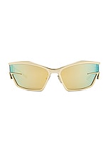 Givenchy Giv Cut Sunglasses in Shiny Endura Gold & Brown Mirror, view 1, click to view large image.