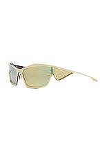 Givenchy Giv Cut Sunglasses in Shiny Endura Gold & Brown Mirror, view 2, click to view large image.