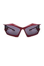 Givenchy Giv Cut Sunglasses in Shiny Red & Smoke, view 1, click to view large image.
