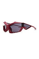 Givenchy Giv Cut Sunglasses in Shiny Red & Smoke, view 2, click to view large image.